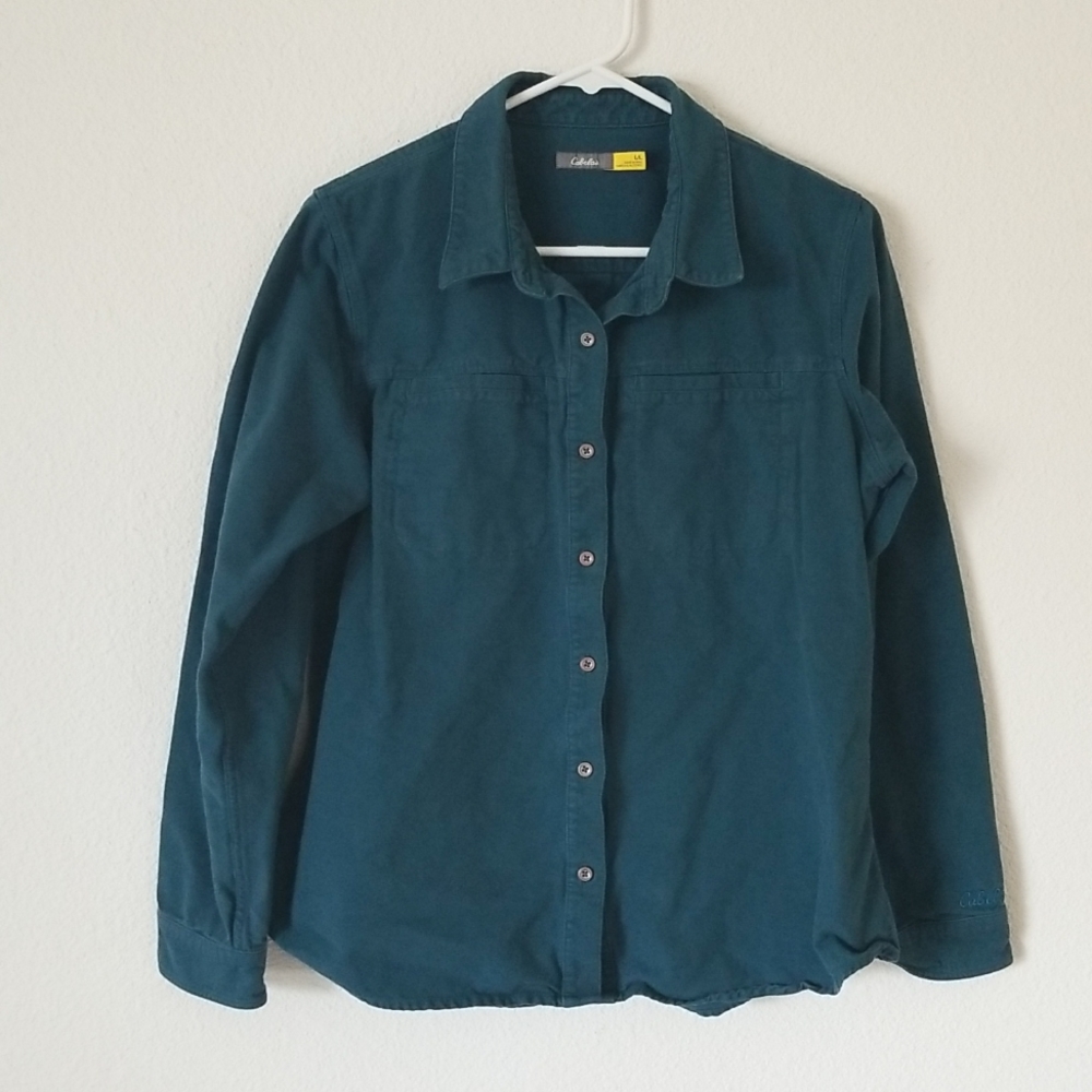 Cabela's Blue Relaxed Button Down Shirt with Notched Collar